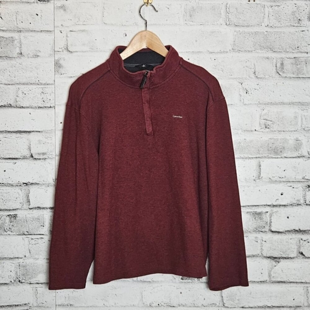 Calvin Klein Quarter Zip Pullover Sweater Burgundy Men’s Large